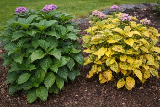 Czemu liście tej samej rośliny żółkną tylko w jednej części ogrodu